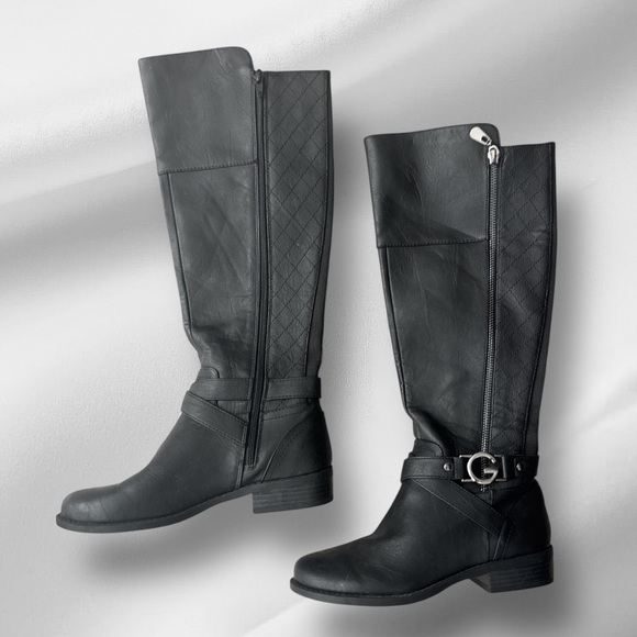 G By Guess Black Knee High Riding Boots Tall - Size 6 - Picture 1 of 4